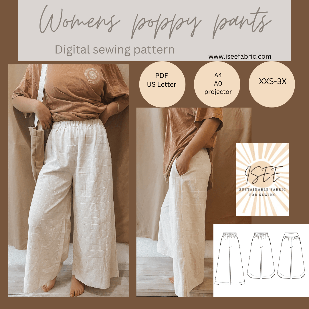 Women's Poppy Wide Leg Pants Sewing Pattern - Isee fabric