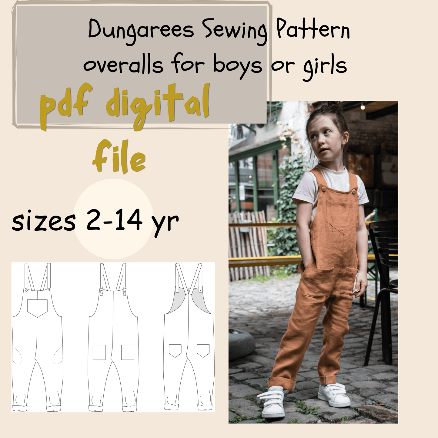 Colette Overalls/ Dungarees Sewing Pattern - Isee fabric