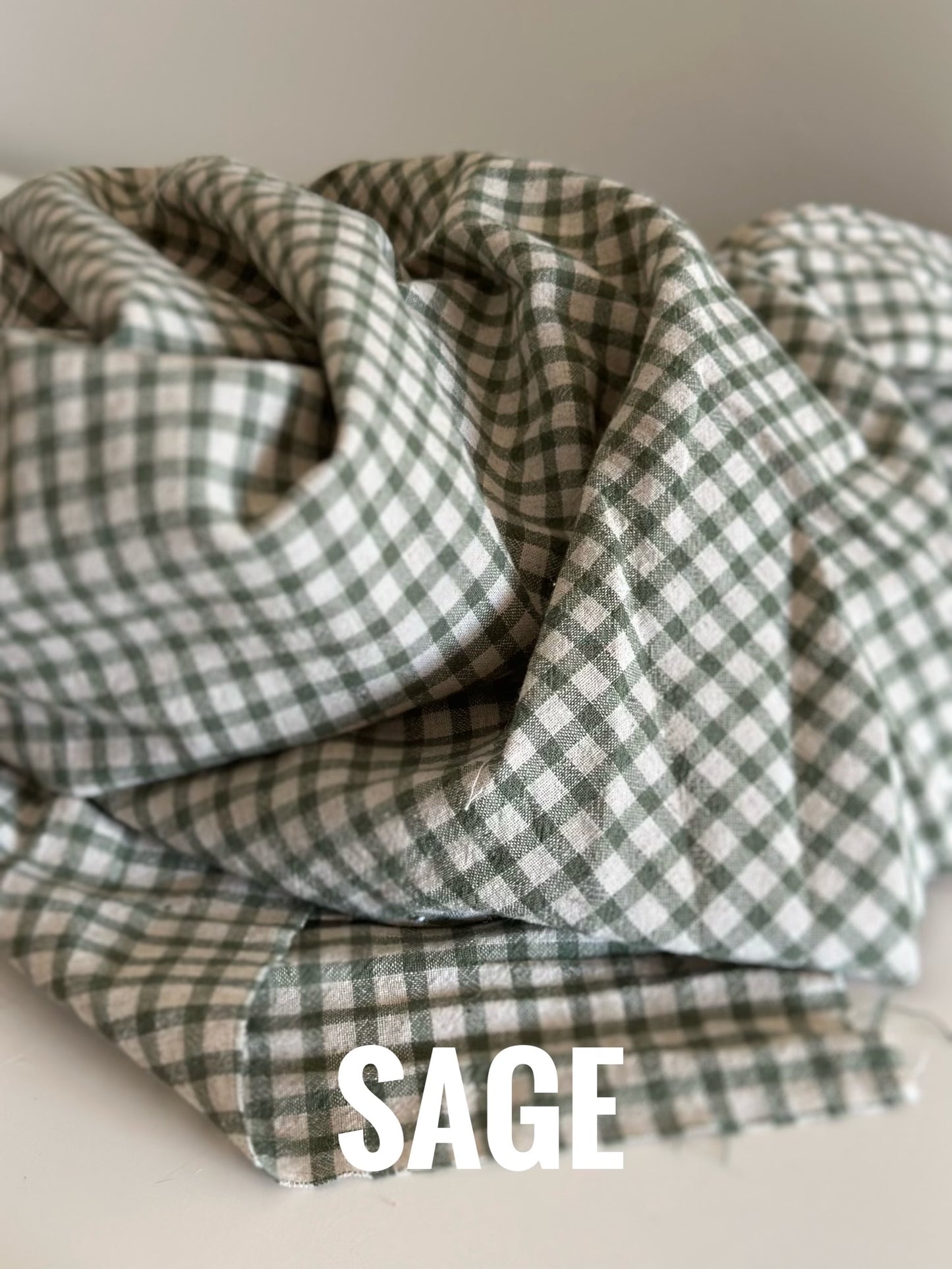 Sage green gingham fabric