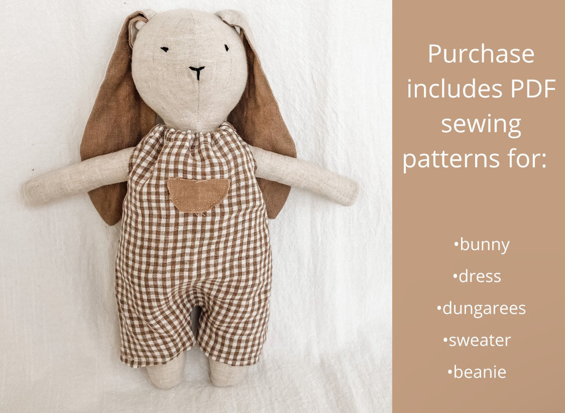 Stuffed bunny toy with sewing patterns (FullSizeRender_042f42f9)