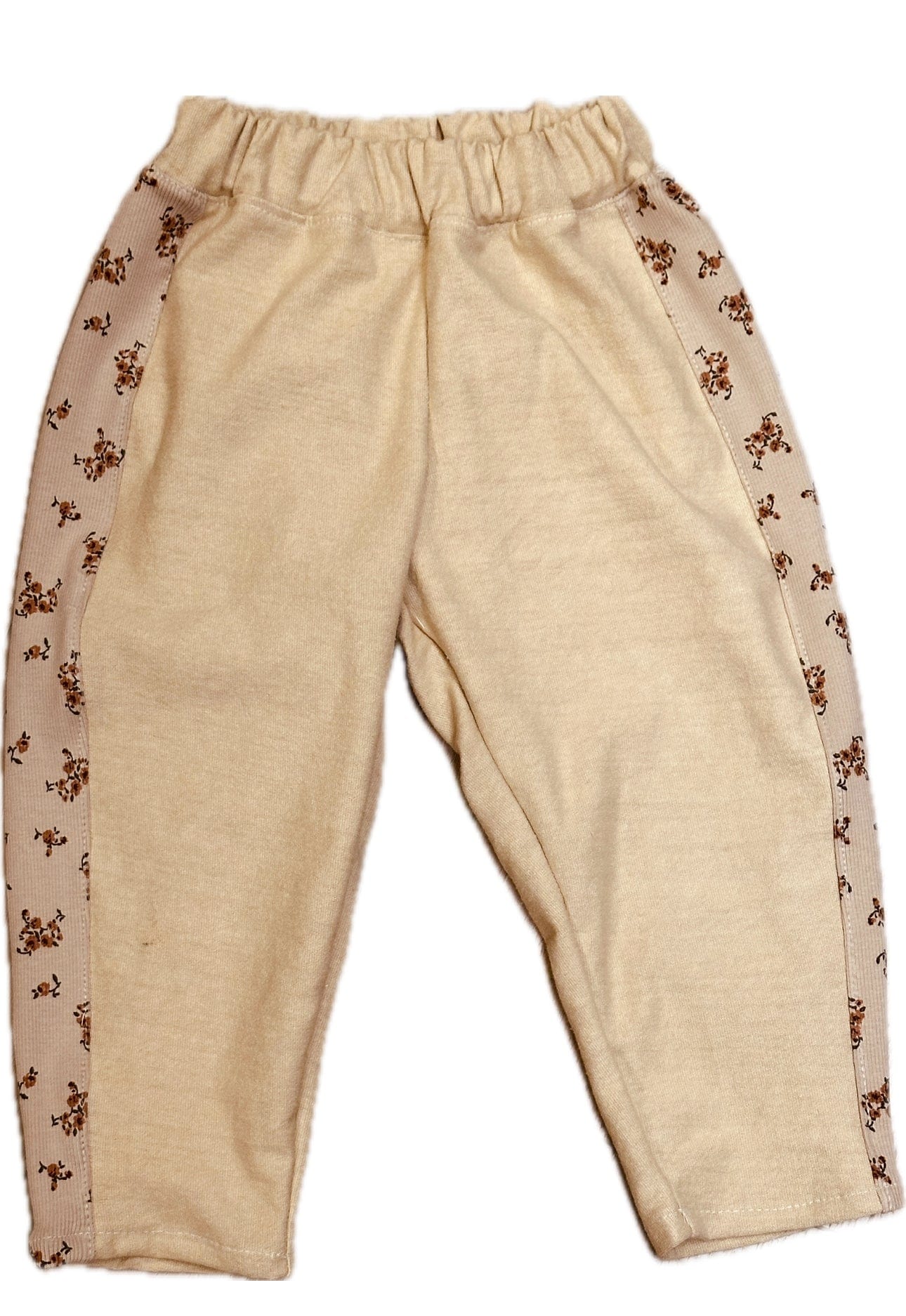 Beige pants with floral side panels