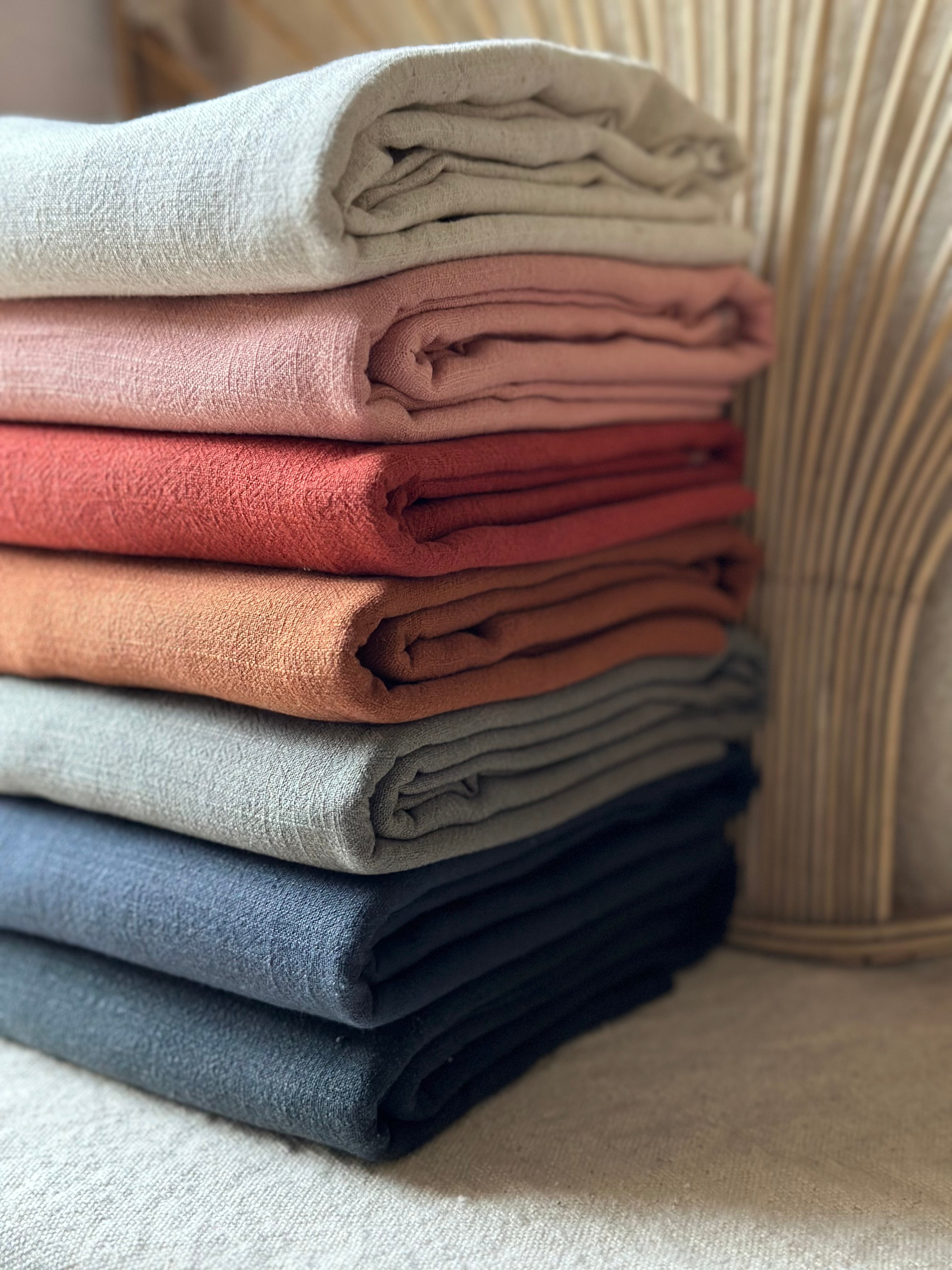 Thin Solid Color Sand Washing Treatment Cotton Linen Cloth Slub Soft Fabric