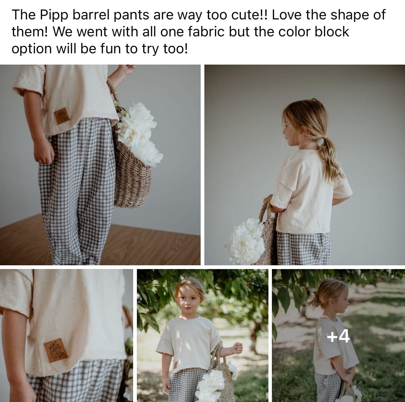 Pipp barrel pants on child, cute outfit, color block option