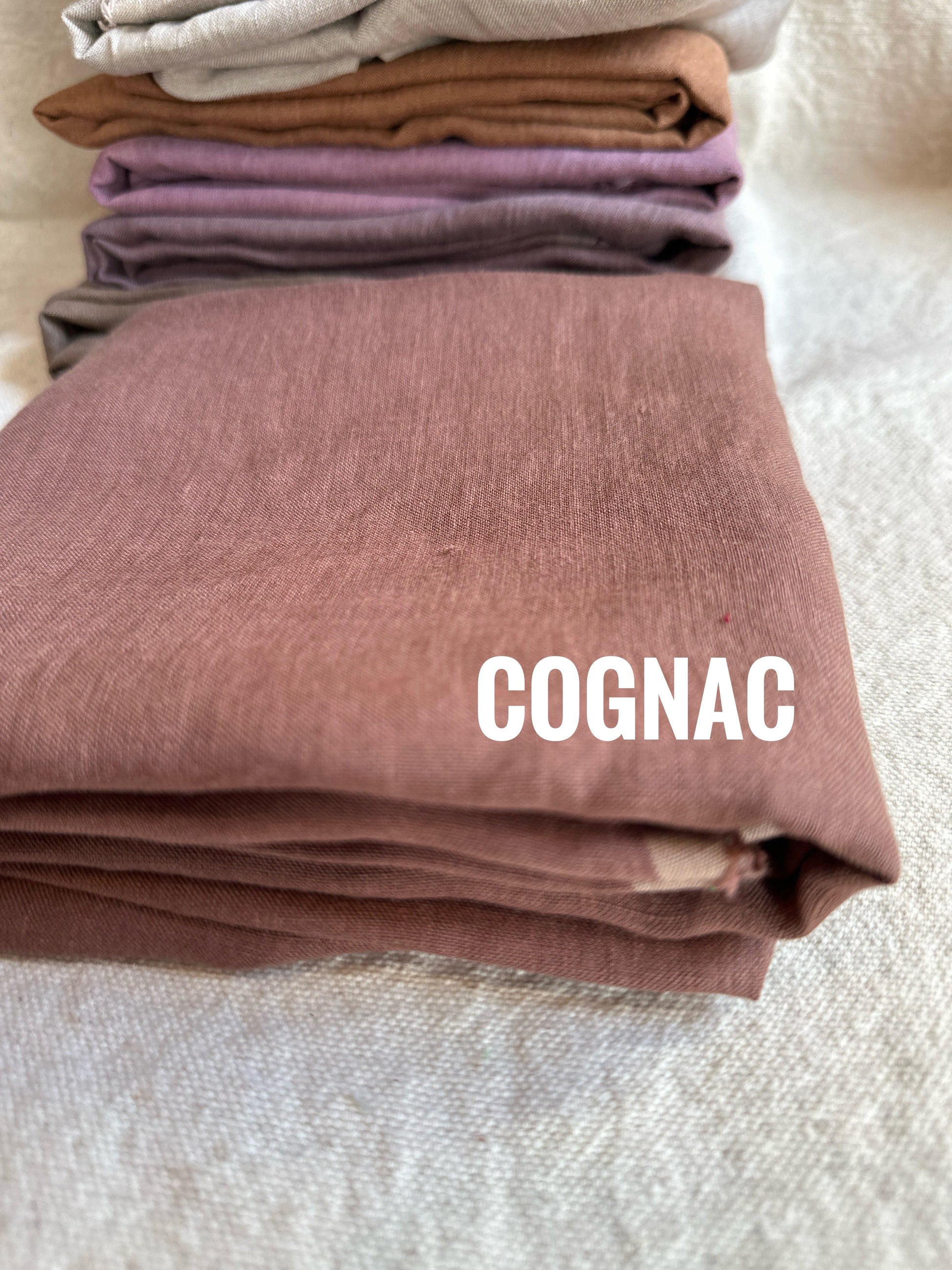 Cognac colored fabric stack