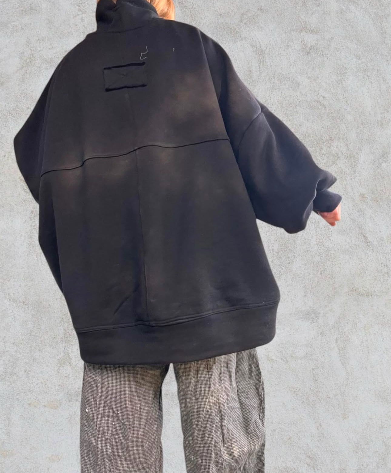 Oversized black sweatshirt and pants from FullSizeRender.