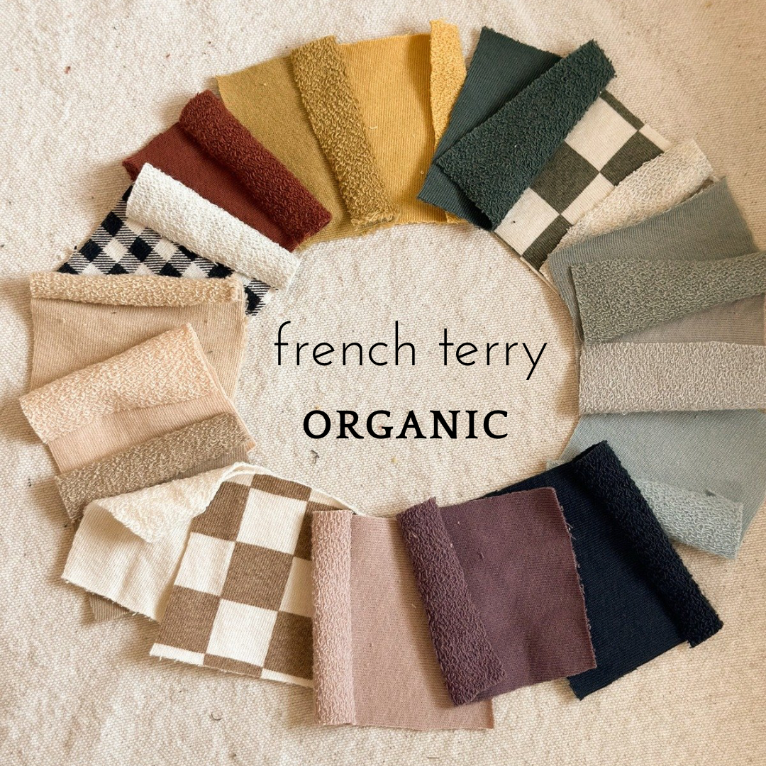 Various colored fabric swatches arranged in a circle.