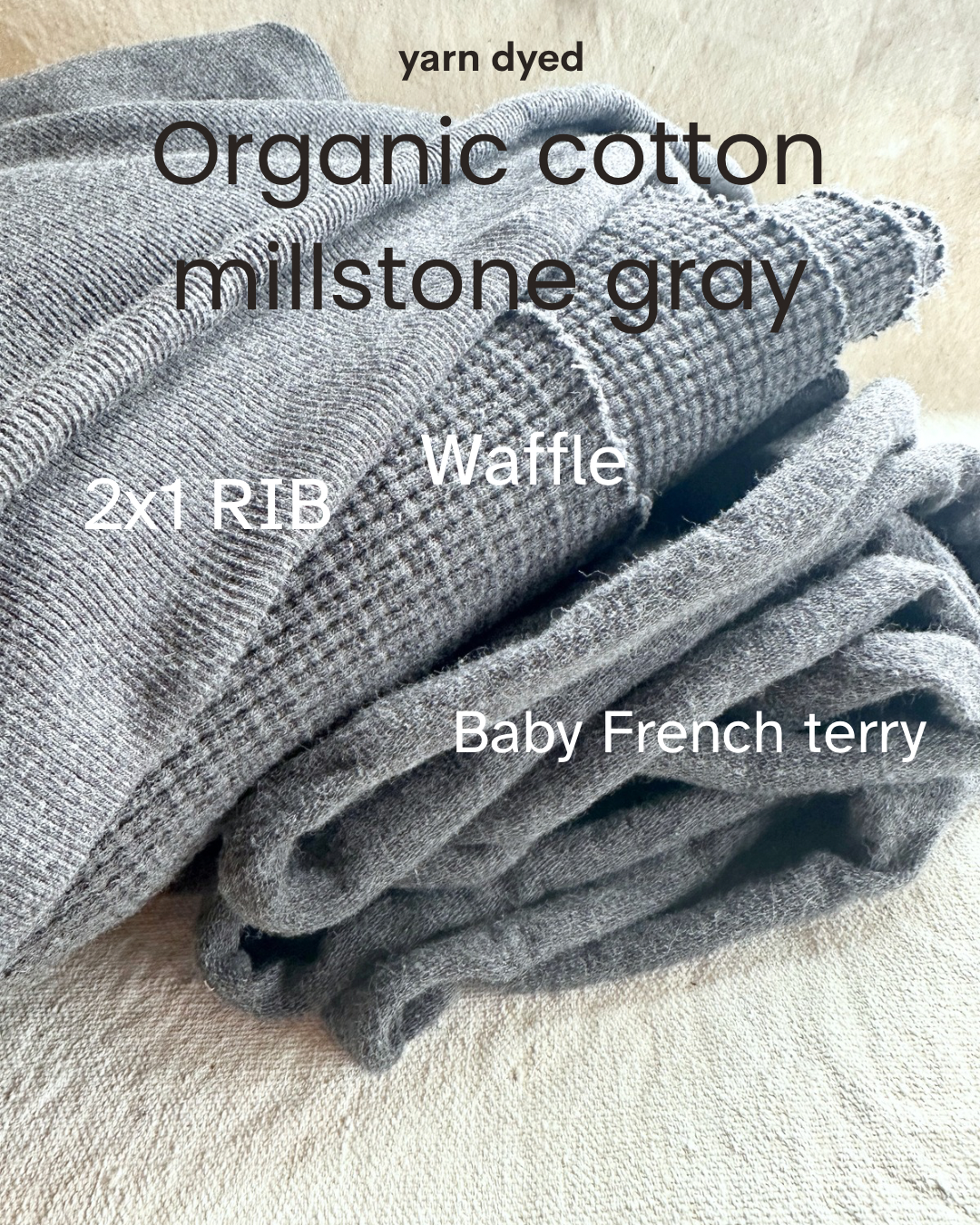 Organic cotton 2x1 rib millstone gray