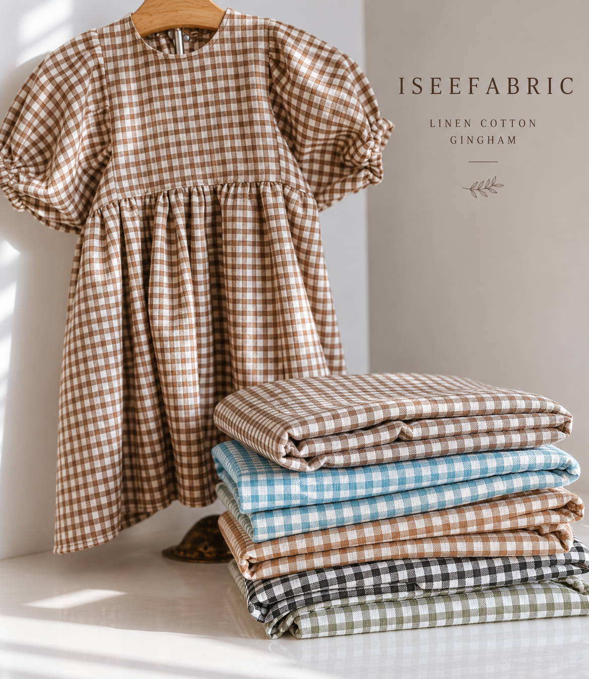Gingham Linen+Cotton Blend