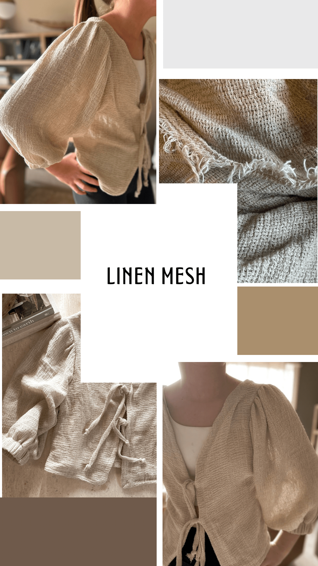 Collage of linen clothing and fabric.
