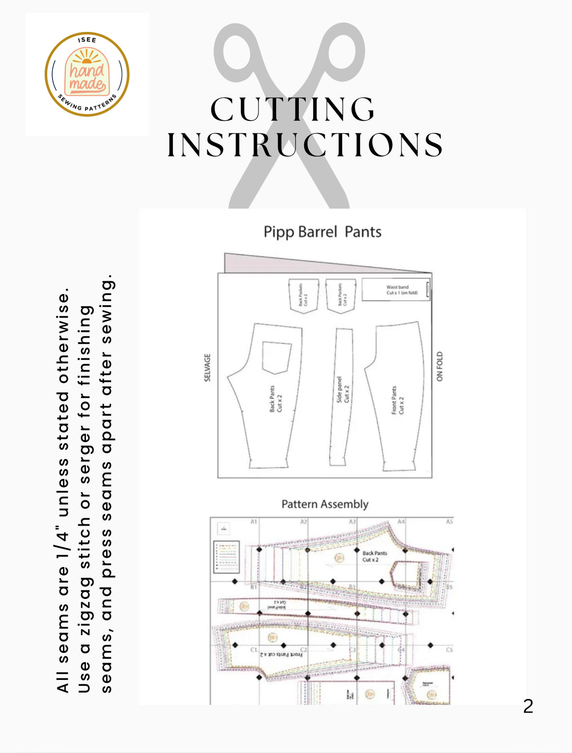 Pipp Barrel Pants sewing Pattern sizes 2yr -12 yr