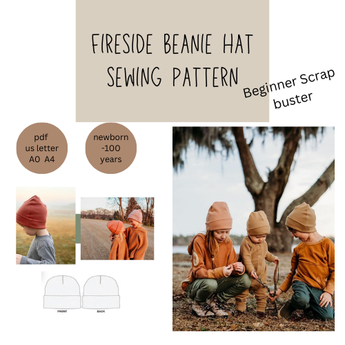 Fireside Beanie Hat Sewing Pattern Etsy Shop Icon - Beginner Friendly