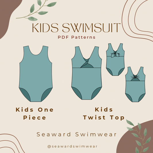 Kids One Piece Swimsuit Tie/Knot/Twist Top