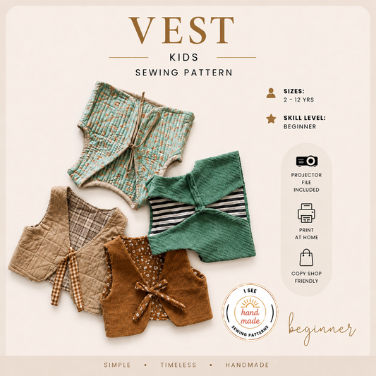Kids vest sewing pattern 2-12 yrs