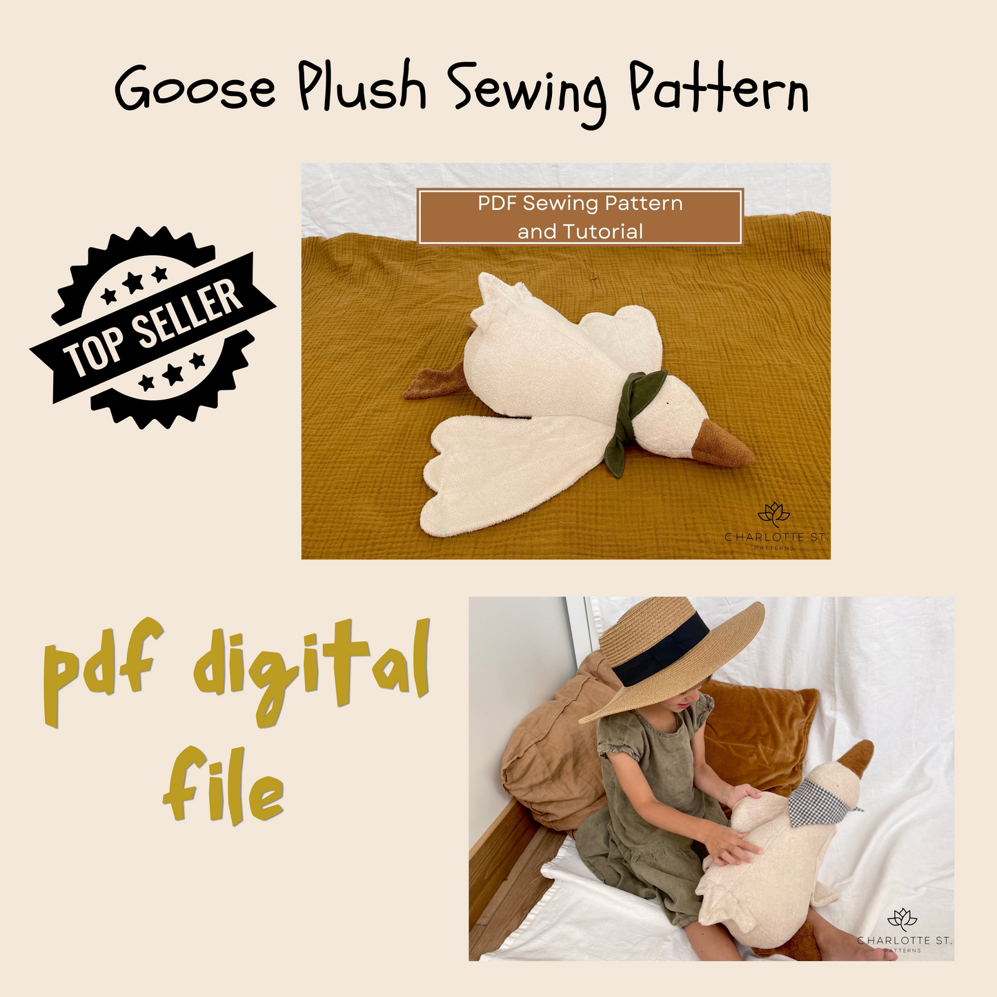 Goose Plush PDF Sewing Pattern - Isee fabric