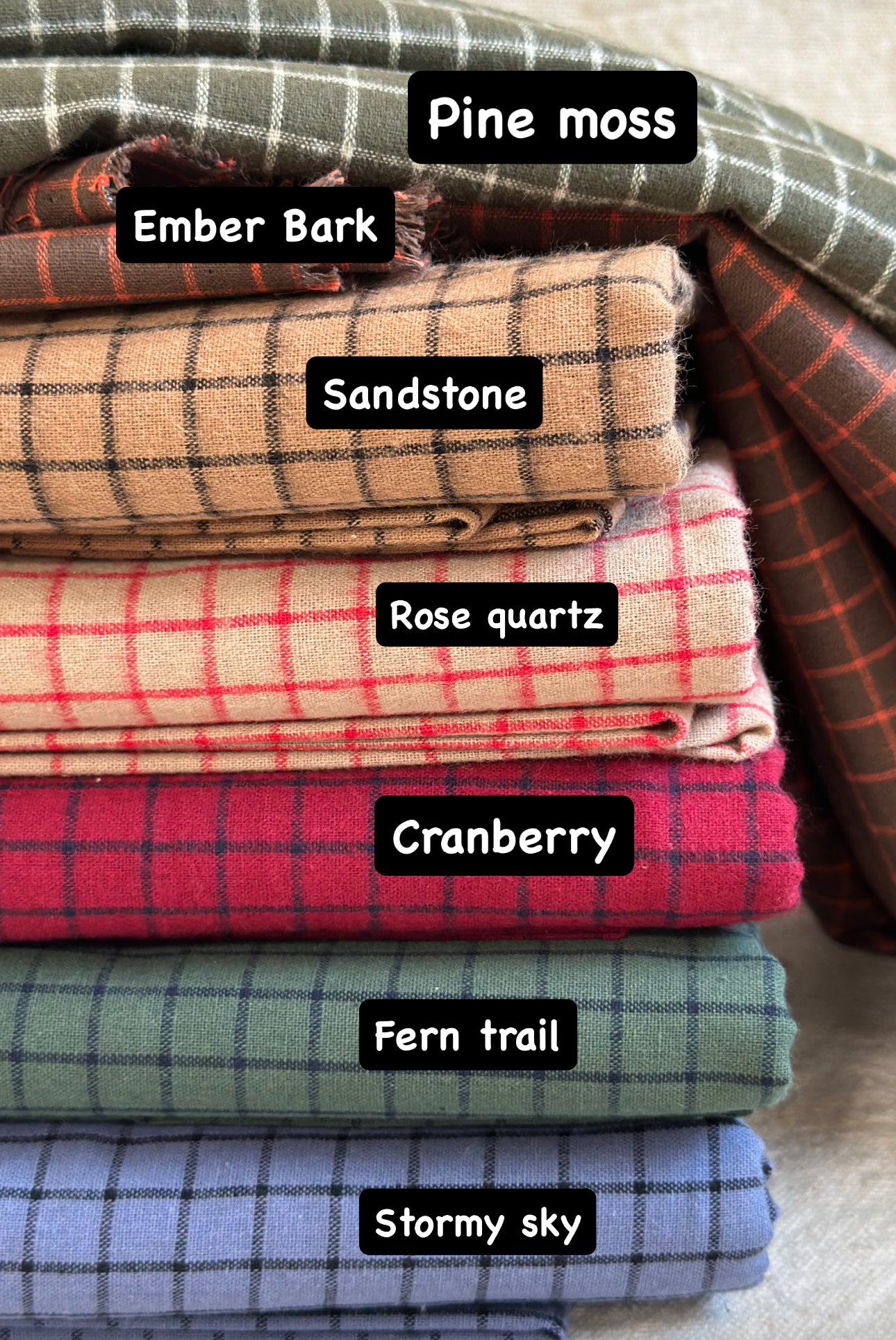 Pine moss, Ember Bark, Sandstone, etc.