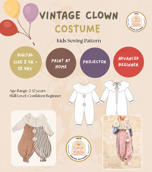Vintage Clown Costume Sewing Pattern PDF
