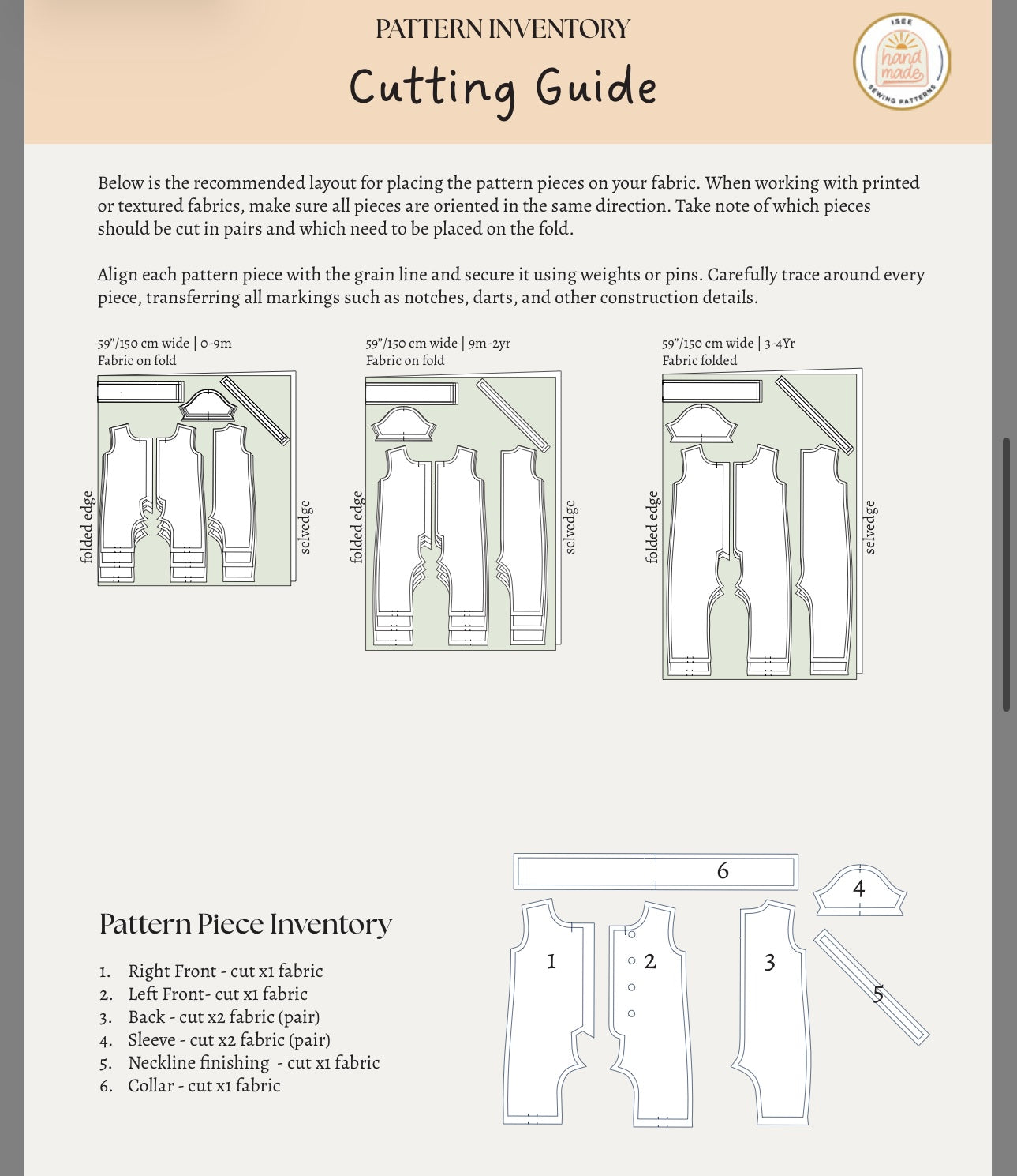 Sunday Romper Sewing pattern 0-3 mo to 4 yrs