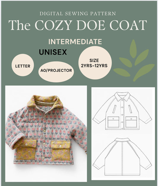 Cozy Doe Coat sewing pattern for children 2yr-12yrs