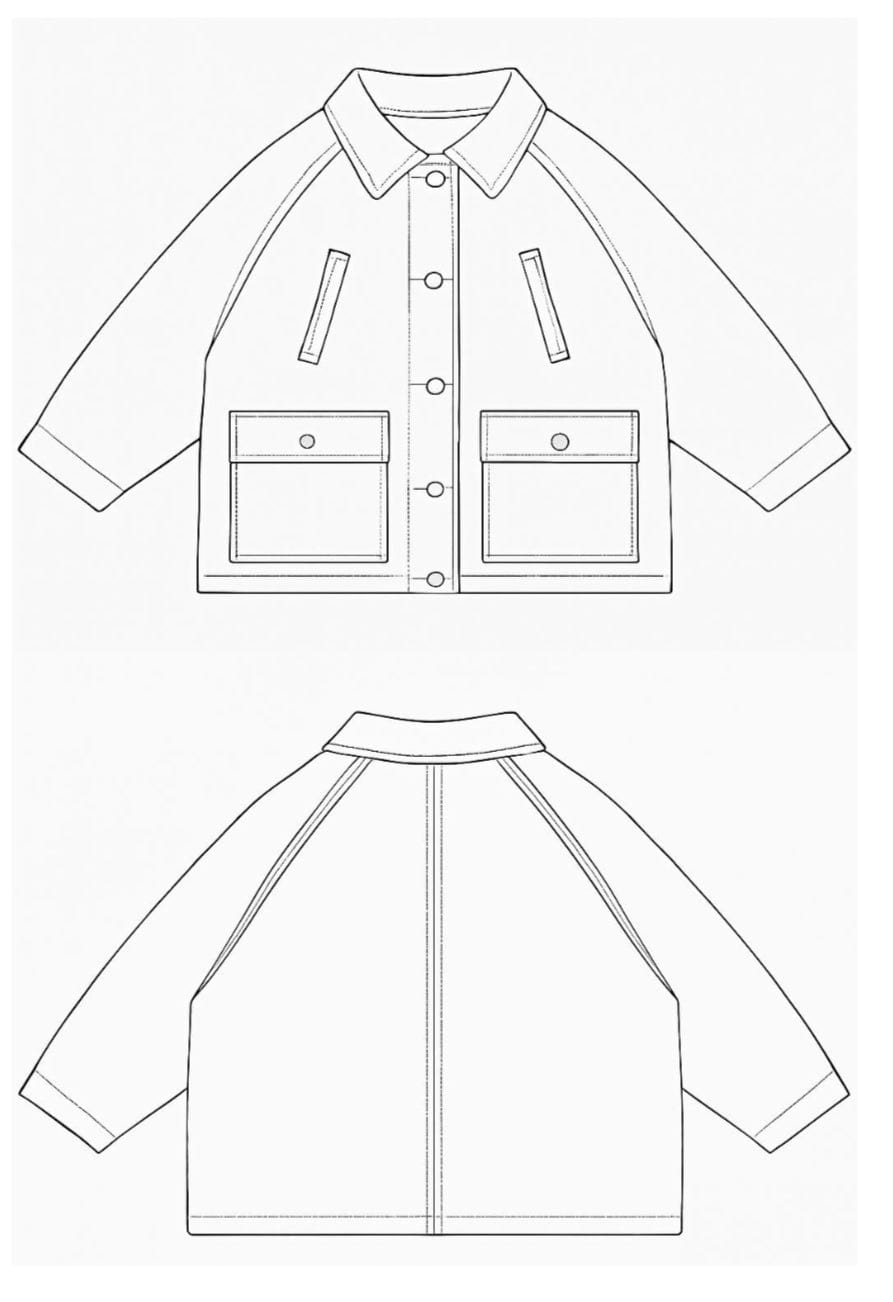 Jacket technical drawing - front & back view