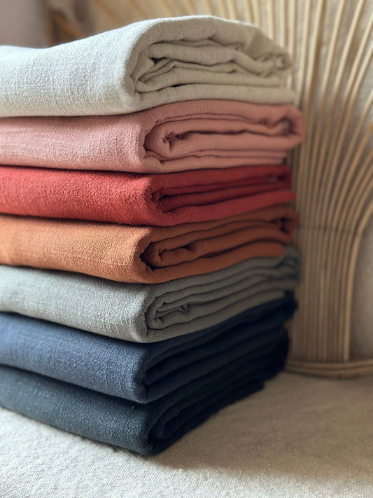 32 Colors Linen Fabric Light Weight Summer Linen Cotton Blended Bamboo  Joint Texture Fabric by Yard 