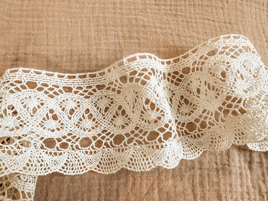 100% Cotton Delicate Trim – 3.5” Wide - Soft Vintage-Style Sewing & Craft Embellishment