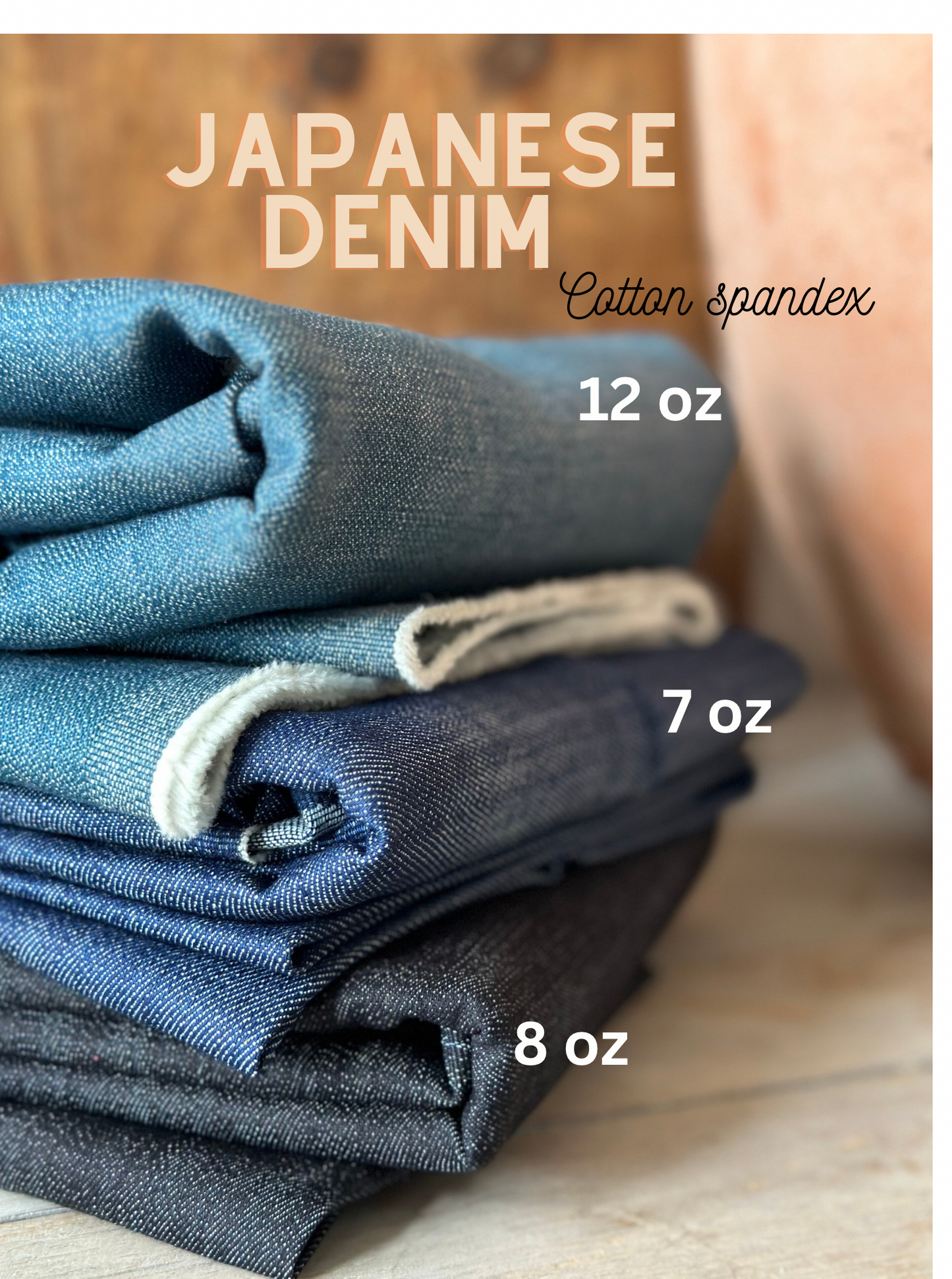 11oz Denim Fabric Enzyme Washed Jeans Cotton Material - 168cm wide -  Classic BLACK Denim