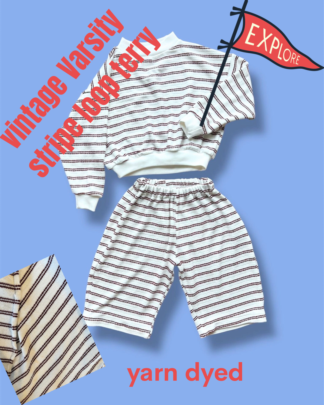 Vintage Varsity Stripe Loop Terry