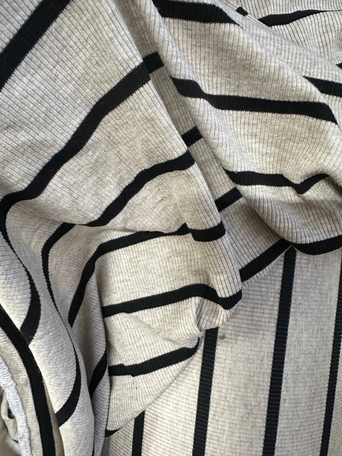 Natural & Black Stripe 2x1 Rib Knit