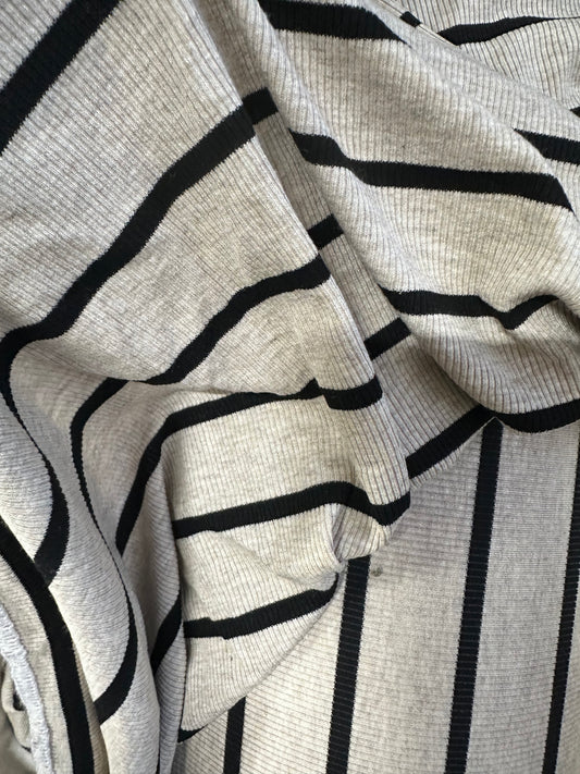 Natural & Black Stripe 2x1 Rib Knit