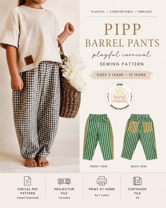 Pipp Barrel Pants sewing Pattern sizes 2yr -12 yr