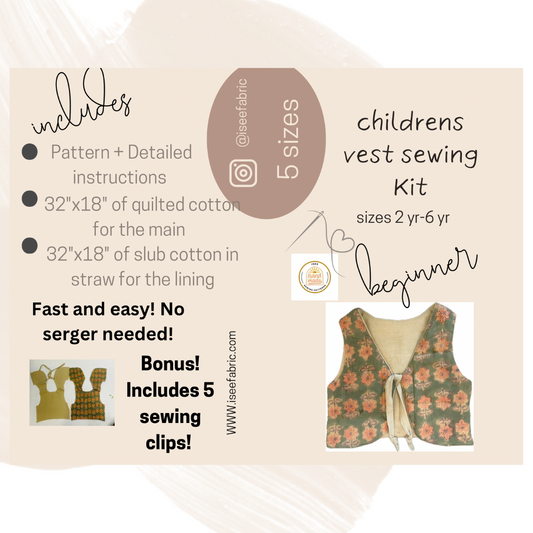 Child vest sewing pattern kit