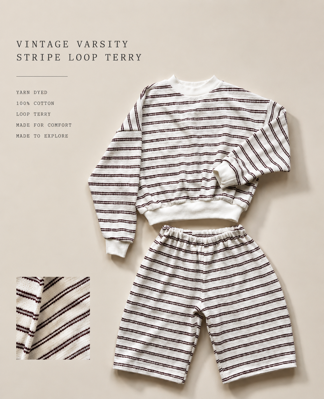 Vintage Varsity Stripe Loop Terry