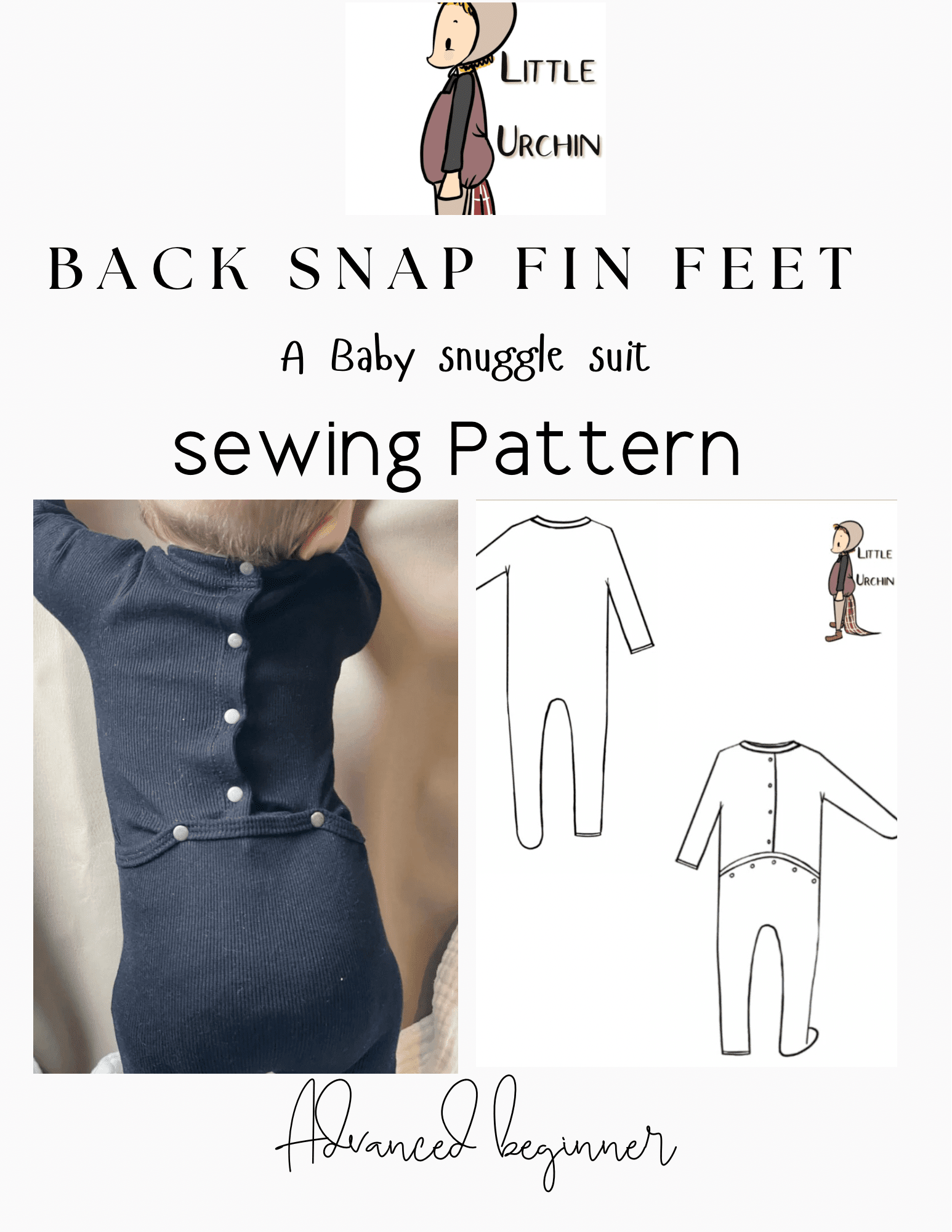 Back Snap Fin Feet sewing pattern - Isee fabric