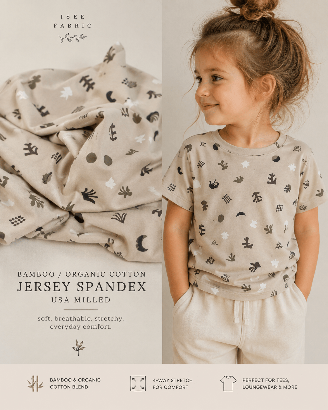 Bamboo/Organic Cotton Blend Jersey Prints - Isee fabric