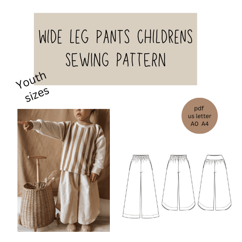 Children and Youth Poppy Wide Leg Pants Sewing Pattern - Isee fabric