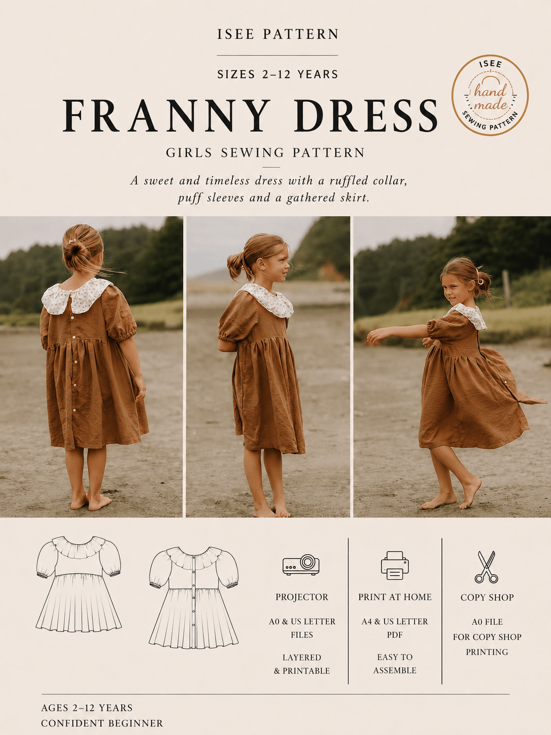 Franny dress sewing pattern 12 mo-12 yrs - Isee fabric
