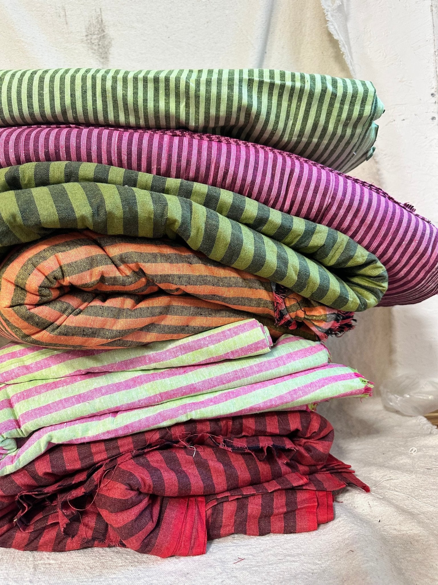 Gathered Stripe Collection | Rustic Yarn-Dyed Cotton | 100% Cotton Woven Fabric - Isee fabric