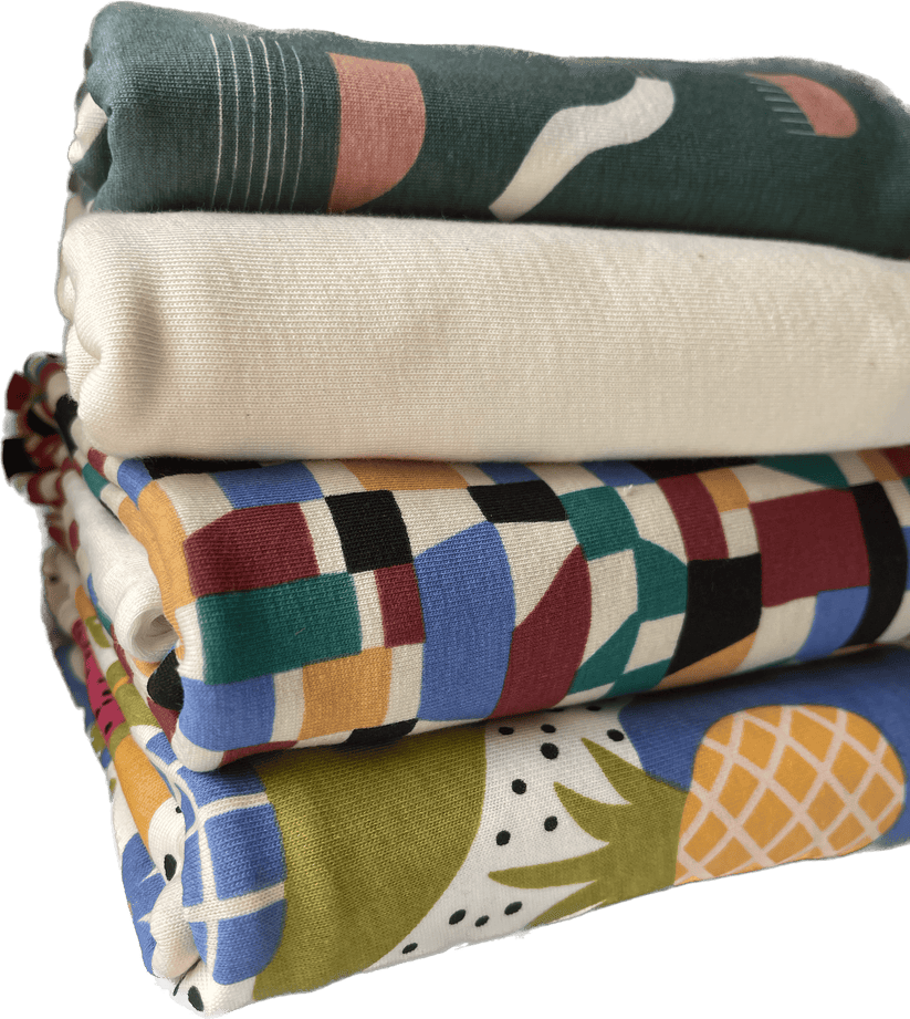 Printed 100 organic cotton jersey Isee fabric