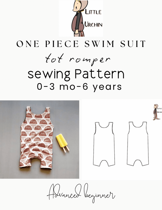 One piece swim tot romper 3 mo-6 yrs - Isee fabric