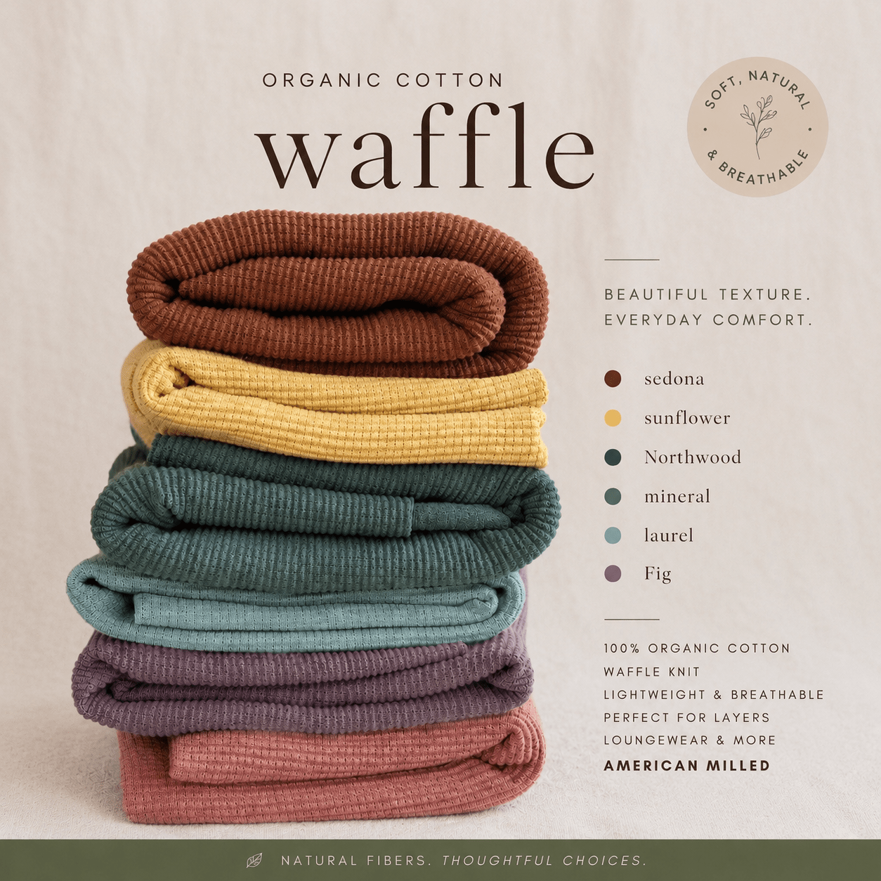 Organic Cotton Waffle Box Thermal - Isee fabric