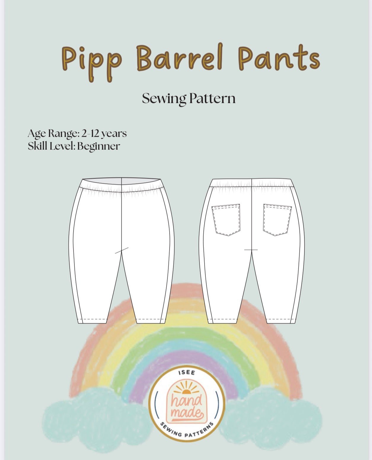 Pipp Barrel Pants sewing Pattern sizes 2yr -12 yr - Isee fabric