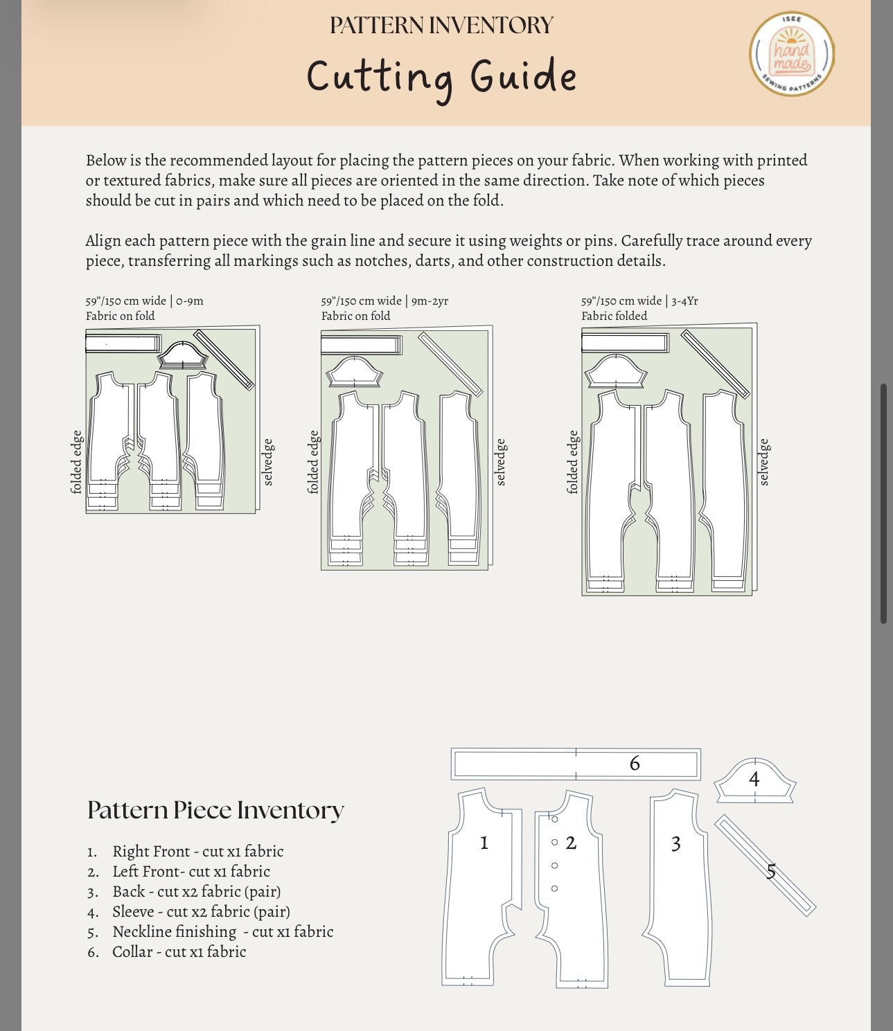 Sunday Romper Sewing pattern 0-3 mo to 4 yrs - Isee fabric
