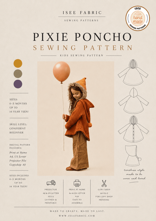 The Pixie Poncho Sewing Pattern - Isee fabric