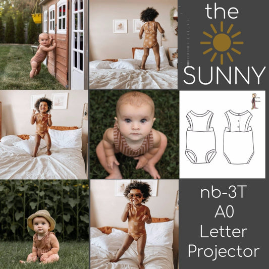 The Sunny Romper – Baby & Toddler Sewing Pattern | NB–3T | PDF Letter + A0 + Projector - Isee fabric