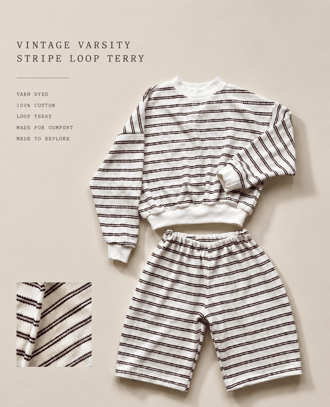 Vintage Varsity Stripe Loop Terry - Isee fabric