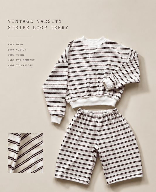 Vintage Varsity Stripe Loop Terry - Isee fabric