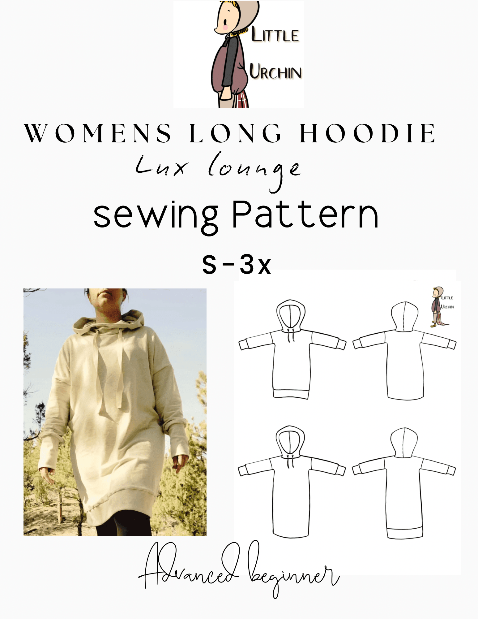 womens lux lounger hoodie S-3x sewing pattern - Isee fabric