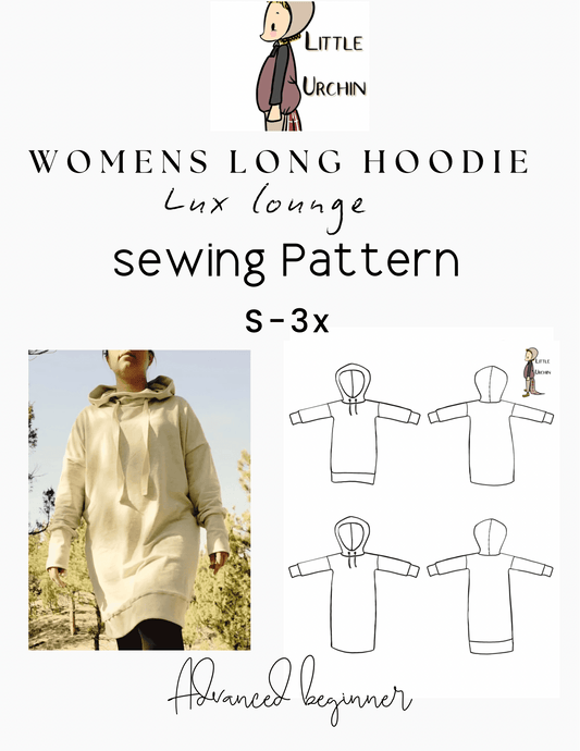womens lux lounger hoodie S-3x sewing pattern - Isee fabric